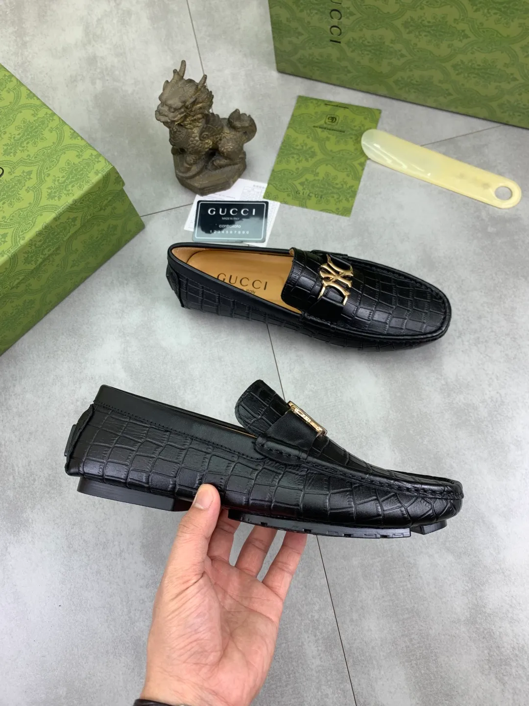 Men's men's shoes💰P360💰[New style]🆘[GUCCI] New classic beanie shoes; Hong Kong original top quality, exquisite craftsmanship, top quality💪🏼High-end boutique men's beanie shoes, British fashion style 🎈The upper is made of Italian imported calfskin🔥, comfortable and breathable, fully imported soft pigskin lining, lazy slip-on Loaf style This fabric is made of 🇮🇹🎈, which is suitable for drivers to drive, and the original non-slip and wear-resistant rubber outsole 🎈Number of yards: 38-45 2⃣️colors🉑️choose
